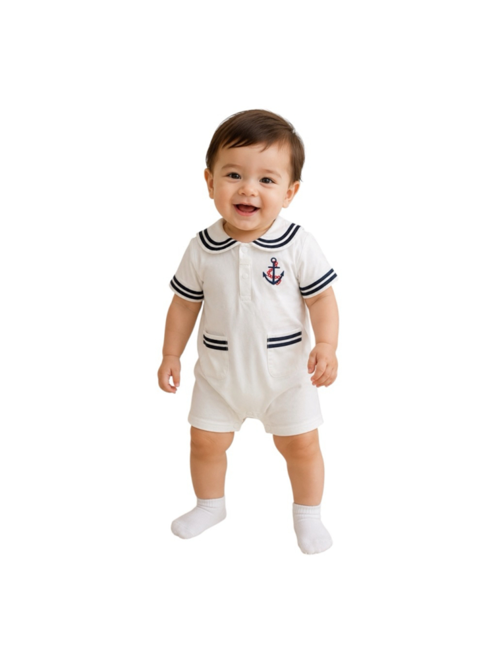Stylesilove Nautical Sailor Romper Baby Boy Size 80 12-18M NWT